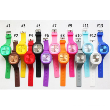 Yxl-978 Popular Fashion Unisex Fashion Colorful Geneva Silicone Band Jelly Gel Quartz Analog Wrist Watch